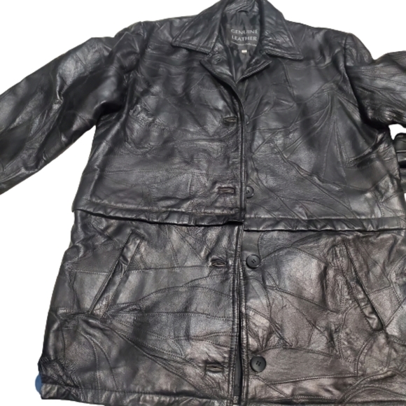 Genuine Leather Coat Black Jacket Sz XL - Picture 6 of 14